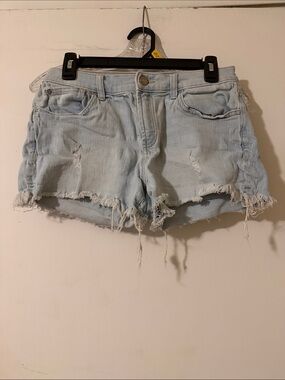 Frayed Light Blue Denim Cutoff Shorts